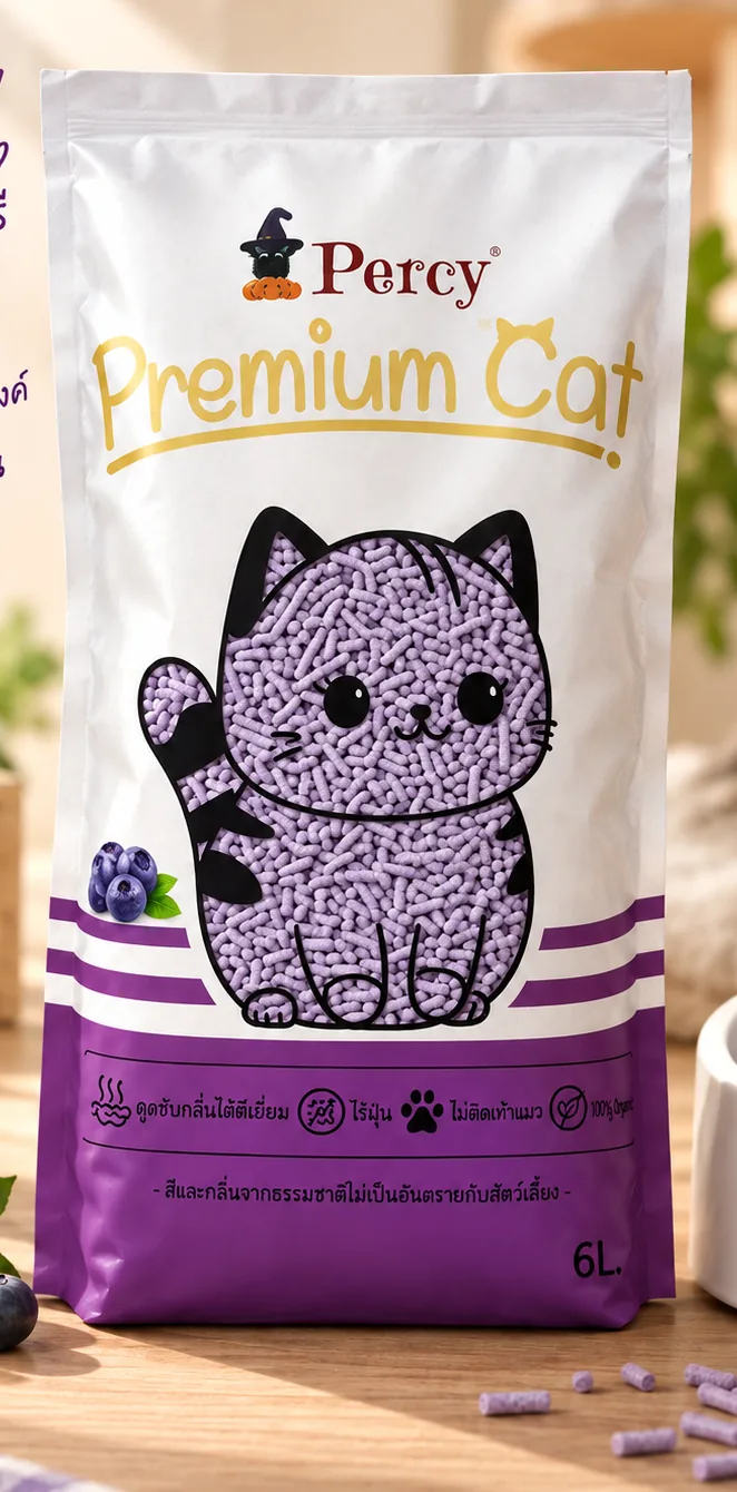 ถุง Percy Premium Cat กลิ่นบลูเบอร์รี