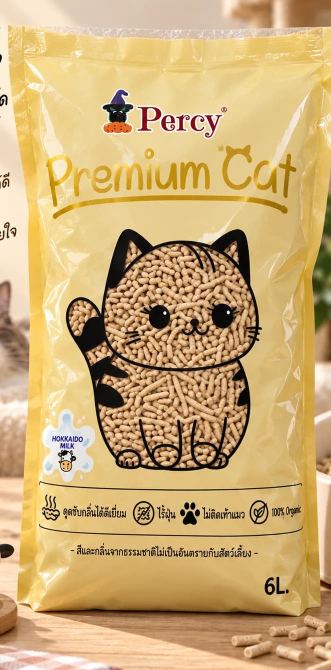 ถุง Percy Premium Cat กลิ่นนมฮอกไกโด