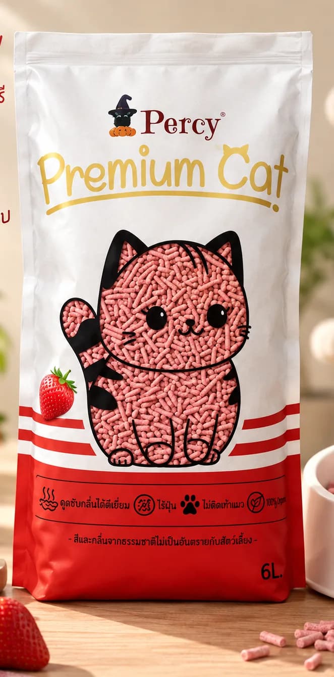 ถุง Percy Premium Cat กลิ่นสตรอว์เบอร์รี